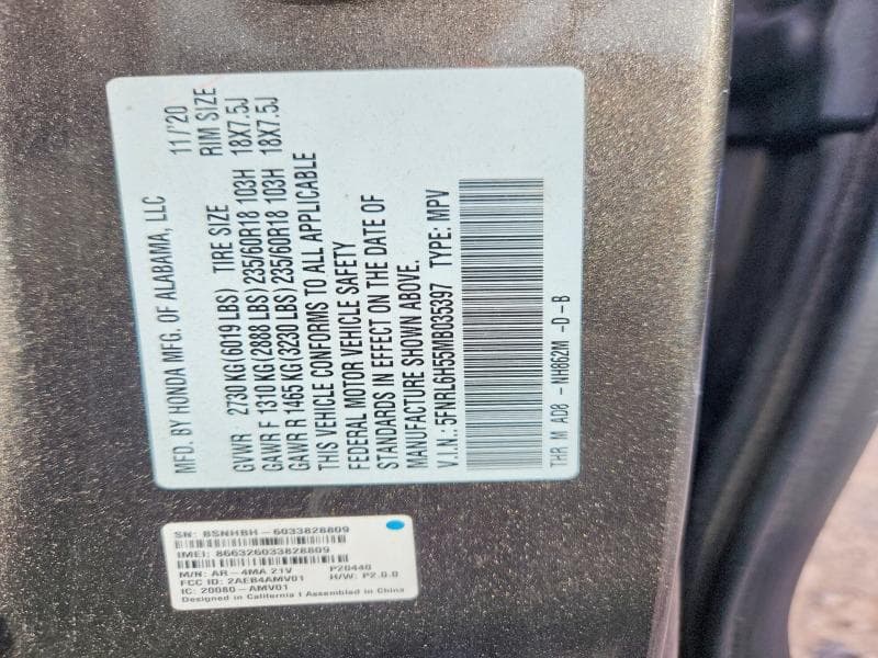 2021 HONDA ODYSSEY EX 14