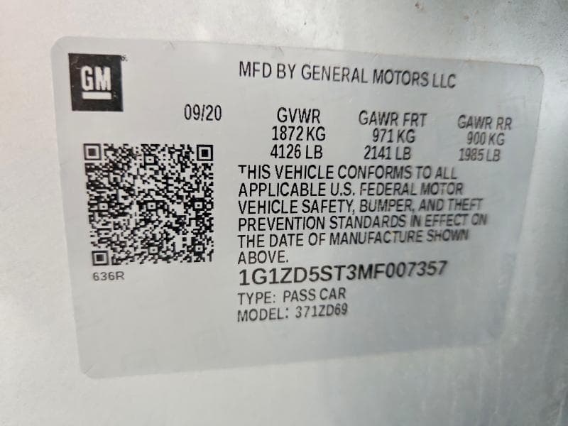 2021 CHEVROLET MALIBU LT 12