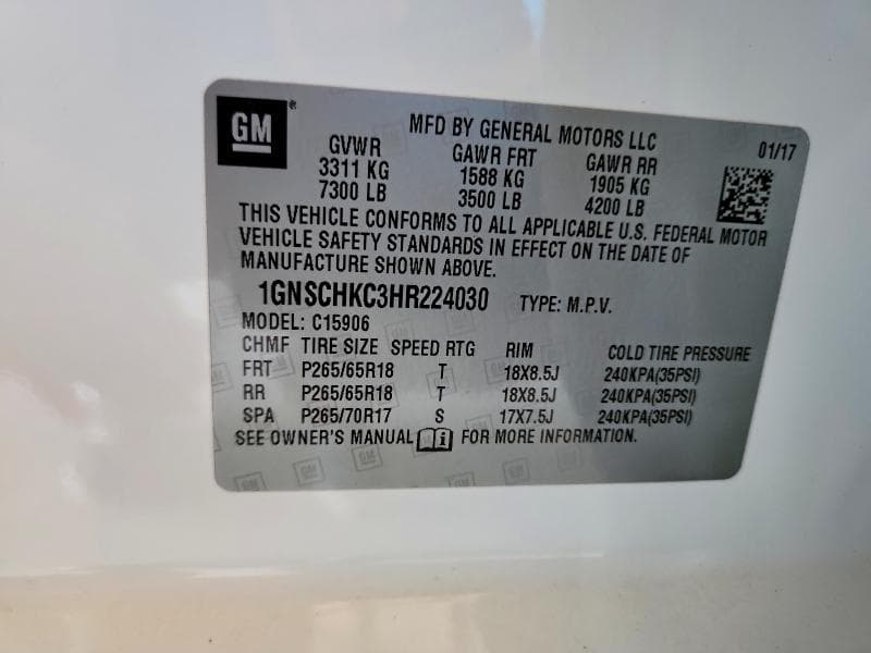 2017 CHEVROLET SUBURBAN C1500 LT 13