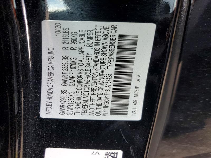 2020 HONDA ACCORD LX 12
