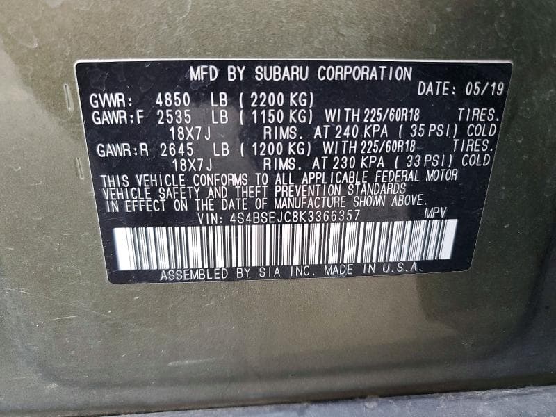 2019 SUBARU OUTBACK 3.6R LIMITED 3.6R LIMITED 13