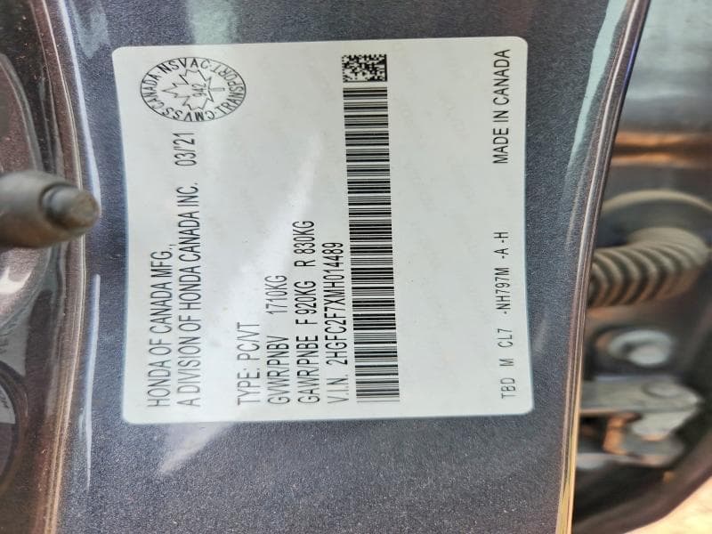 2021 HONDA CIVIC EX 13