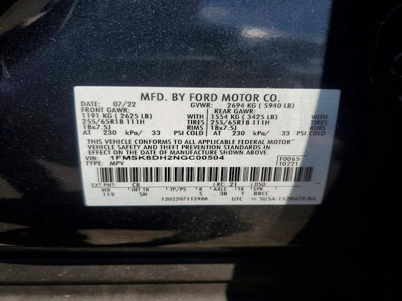 2022 FORD EXPLORER XLT 13
