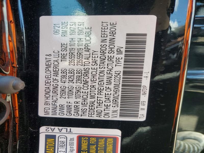 2021 HONDA CR-V TOURING 14