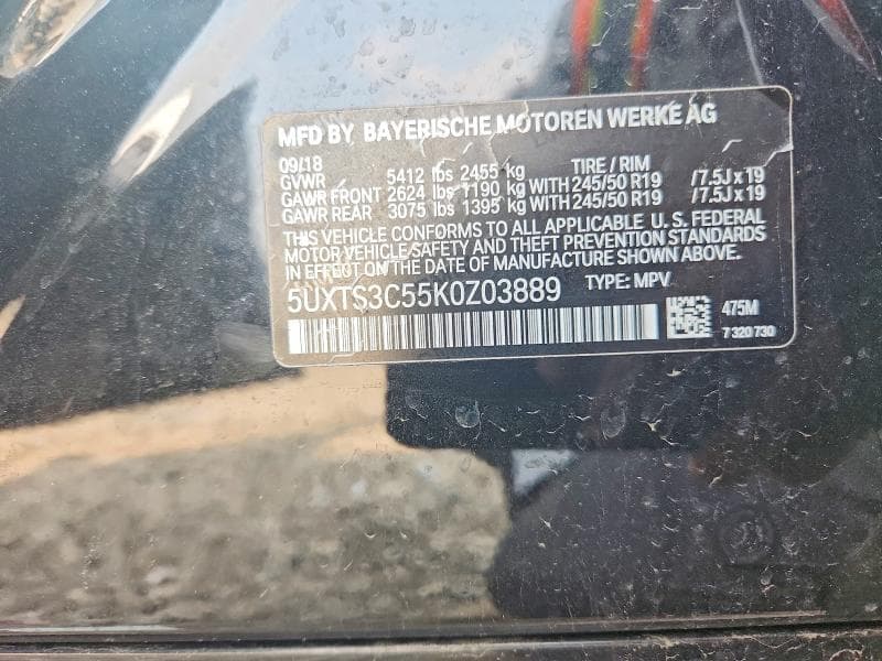2019 BMW X3 XDRIVEM40I XDRIVEM40I 12