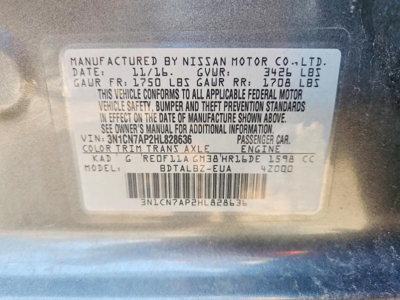 2017 NISSAN VERSA 1.6 SV 13
