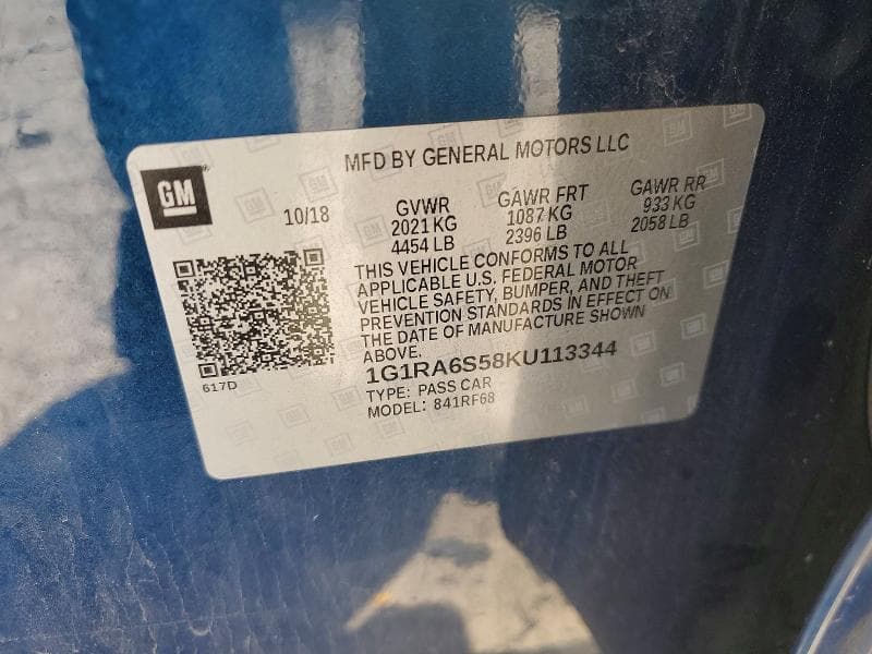 2019 CHEVROLET VOLT LT 14