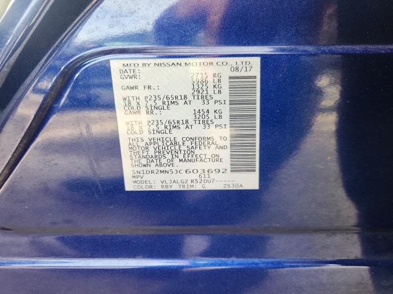2018 NISSAN PATHFINDER SL 12
