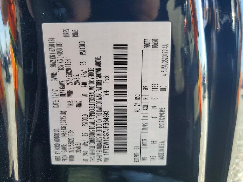 2018 FORD F150 SUPERCREW 12