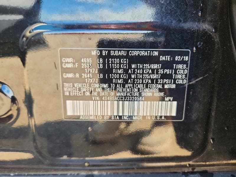 2018 SUBARU OUTBACK 2.5I PREMIUM 2.5I PREMIUM 13