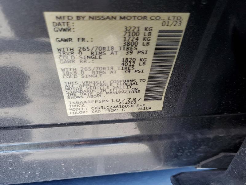 2023 NISSAN TITAN SV/SL/PLATINUM RESERVE SV/SL/PLATINUM RESERVE 12