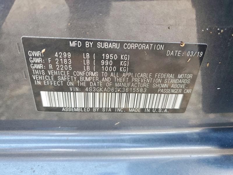 2019 SUBARU IMPREZA PREMIUM PREMIUM 12