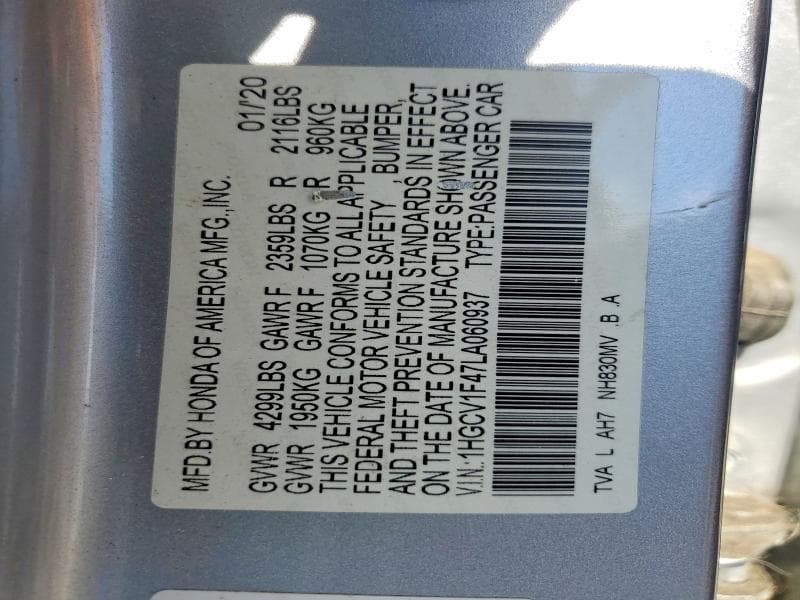 2020 HONDA ACCORD EX 13