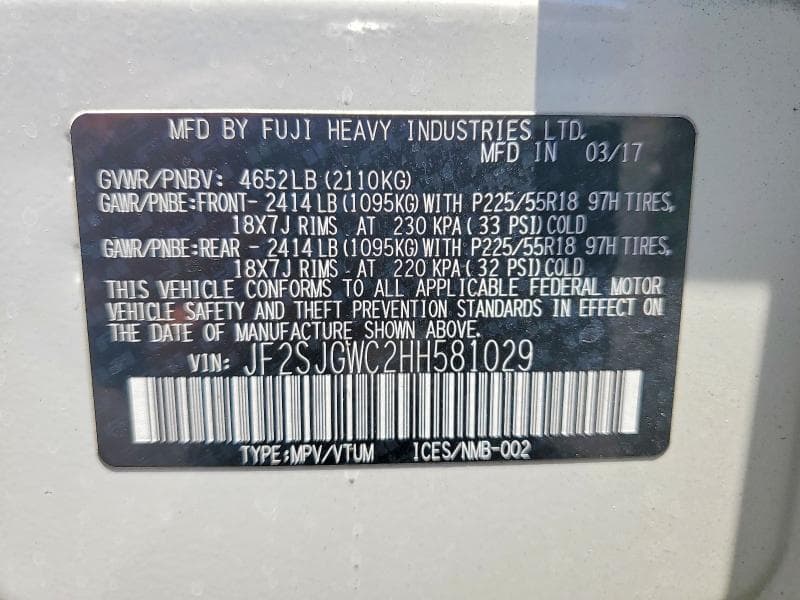 2017 SUBARU FORESTER 2.0XT TOURING 13