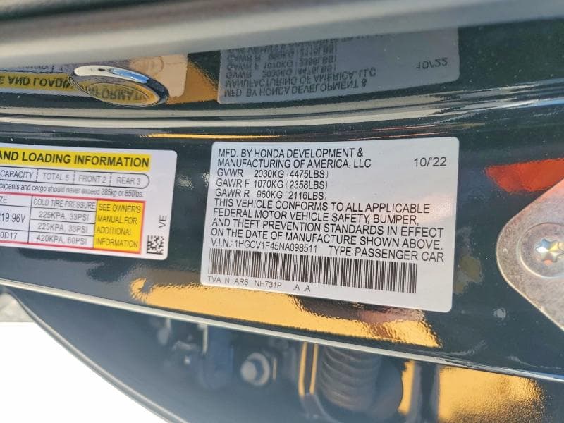 2022 HONDA ACCORD SPORT SE 12