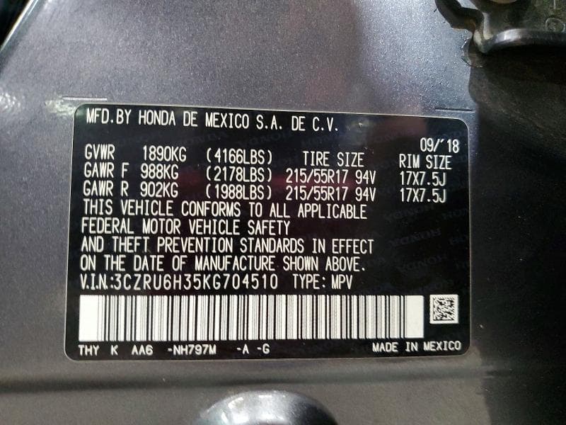 2019 HONDA HR-V LX LX 13