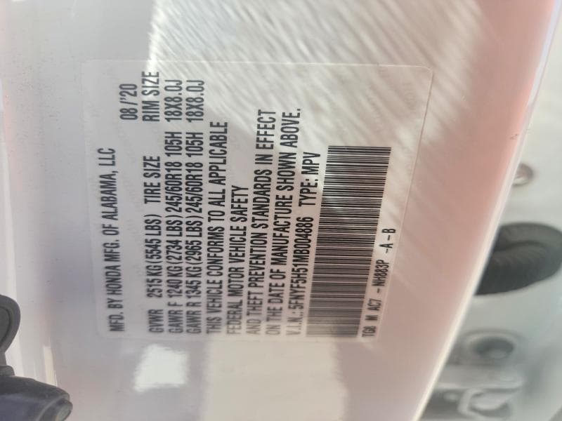 2021 HONDA PILOT EXL 12