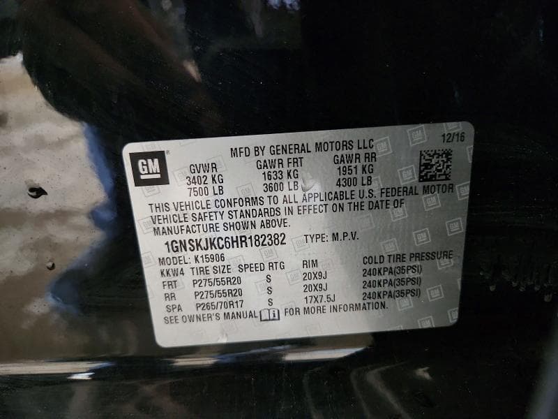 2017 CHEVROLET SUBURBAN K1500 PREMIER 14