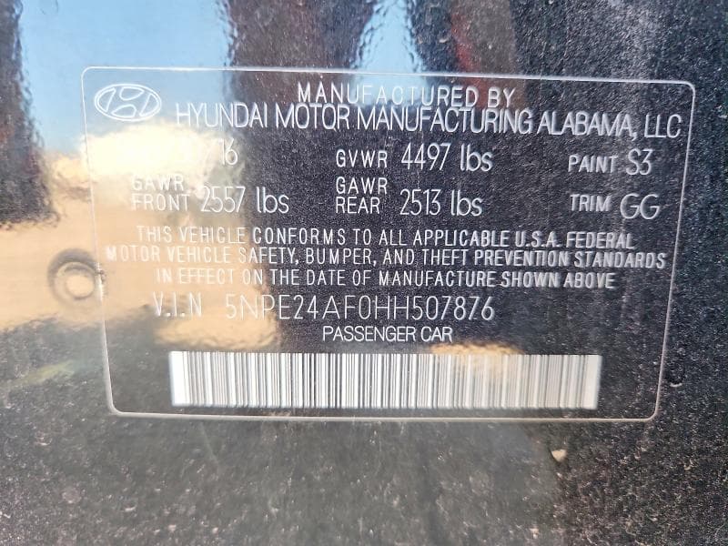 2017 HYUNDAI SONATA SE SE 12