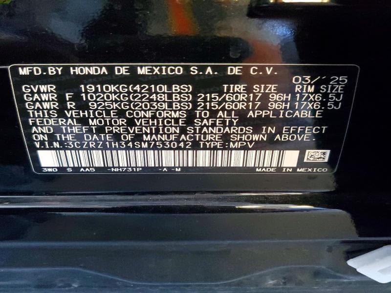 2025 HONDA HR-V LX 13