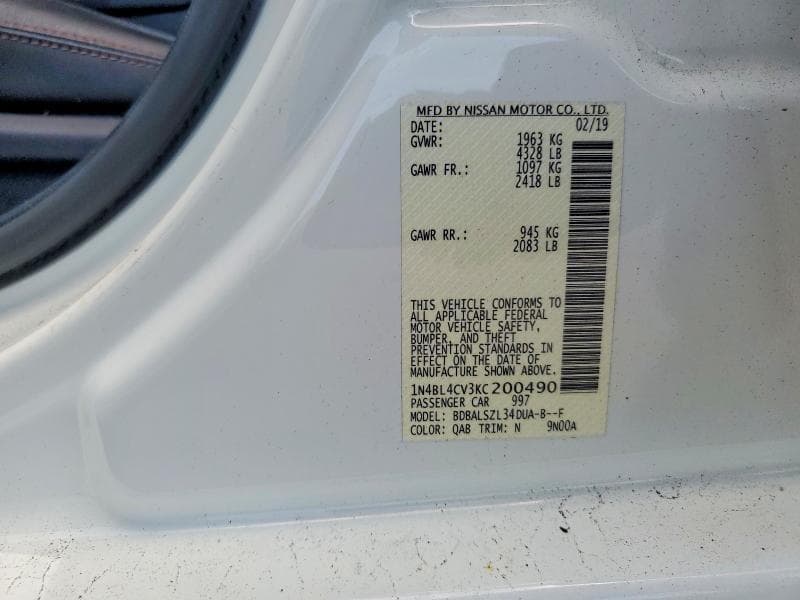 2019 NISSAN ALTIMA SR 13