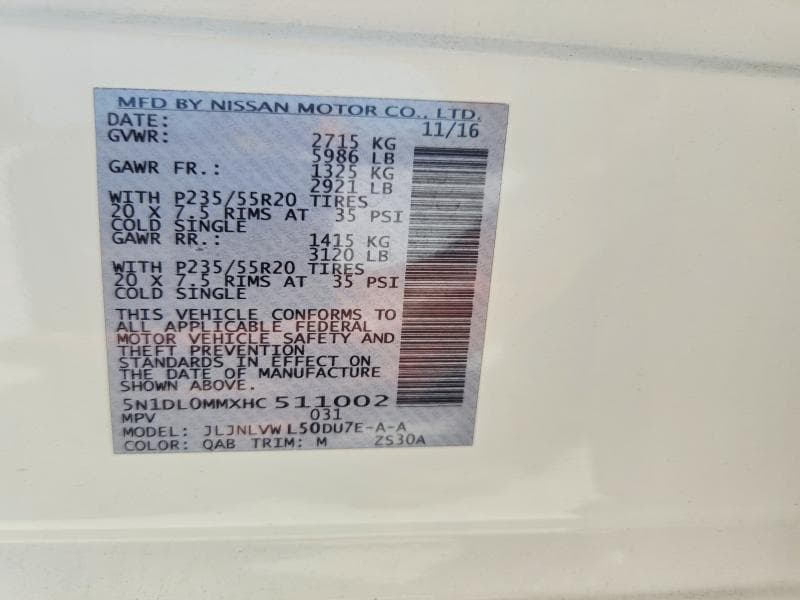 2017 INFINITI QX60 BASE BASE 13