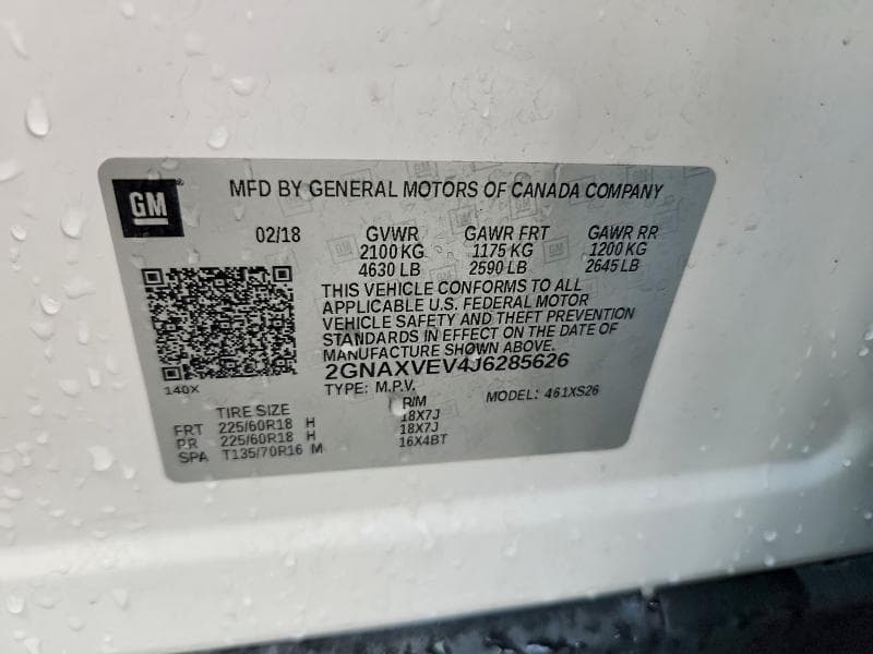 2018 CHEVROLET EQUINOX PREMIER 14