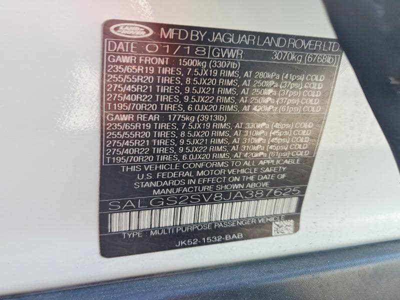 2018 LAND ROVER RANGE ROVER HSE 13