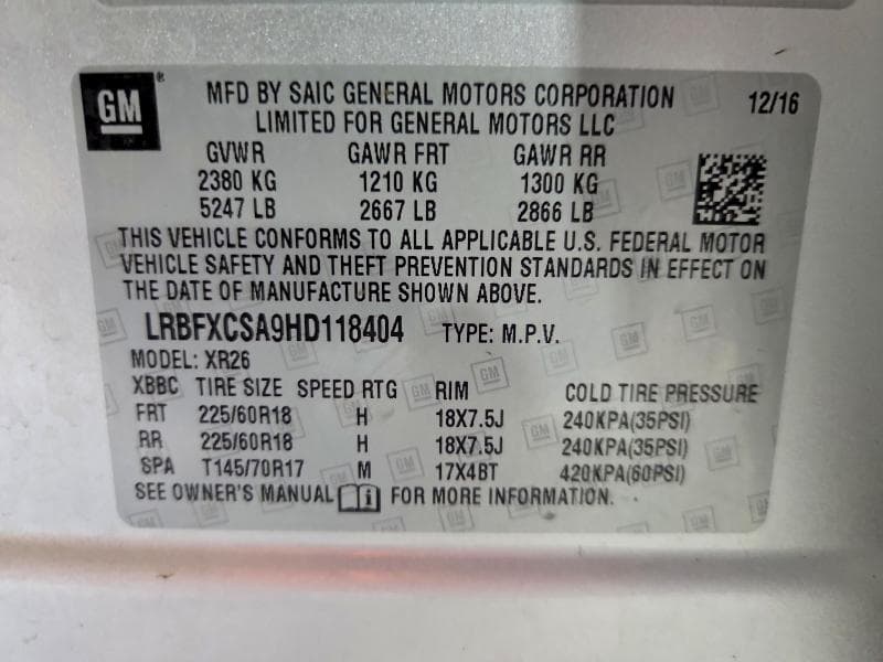 2017 BUICK ENVISION PREFERRED 12