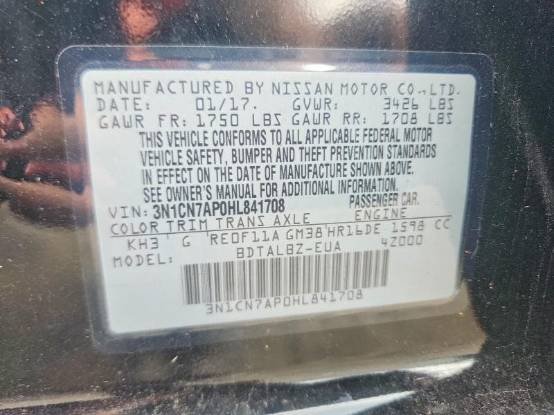 2017 NISSAN VERSA 1.6 SV 12