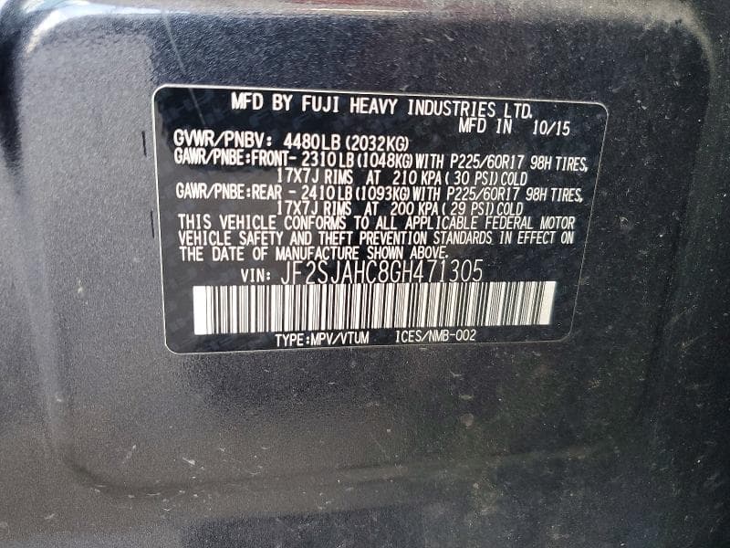 2016 SUBARU FORESTER 2.5I LIMITED 12