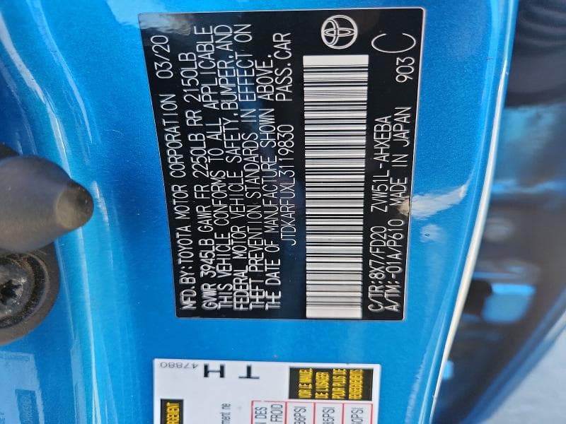 2020 TOYOTA PRIUS LE 12