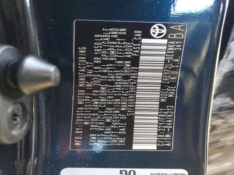 2017 TOYOTA COROLLA LE 13