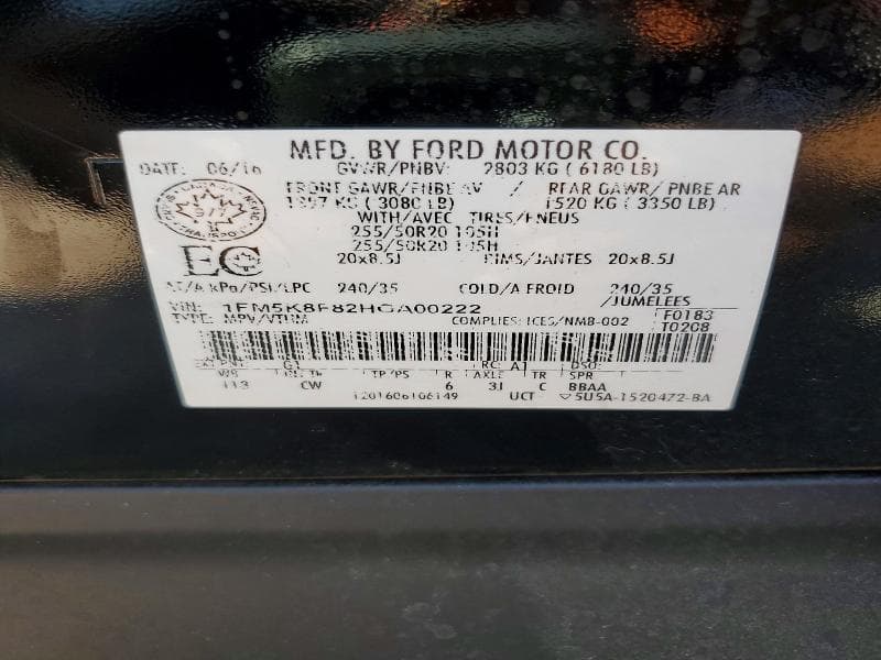 2017 FORD EXPLORER LIMITED 13