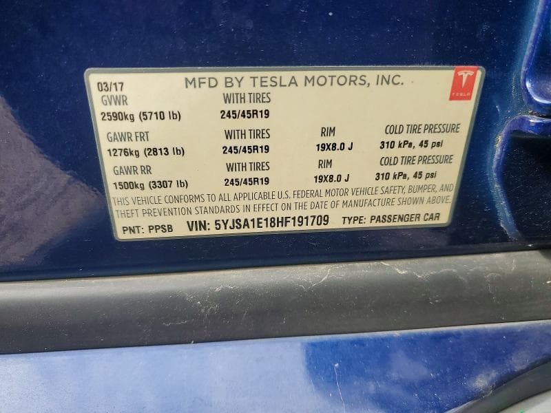 2017 TESLA MODEL S 12