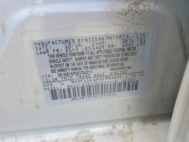 2019 NISSAN SENTRA S S 12