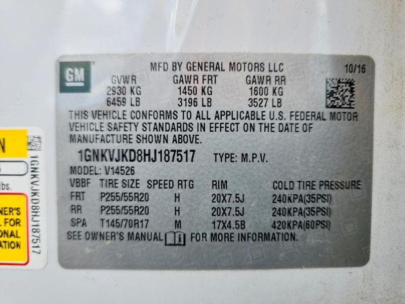 2017 CHEVROLET TRAVERSE PREMIER 14
