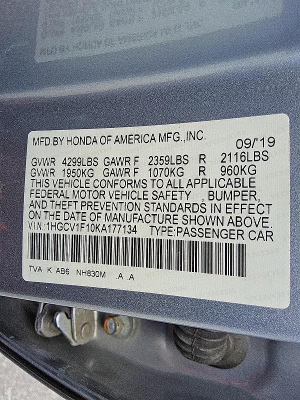 2019 HONDA ACCORD LX 12