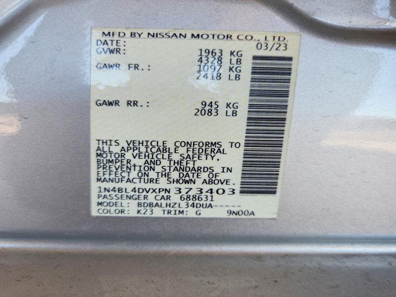 2023 NISSAN ALTIMA SV 12