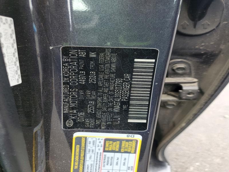 2016 KIA OPTIMA LX LX 12