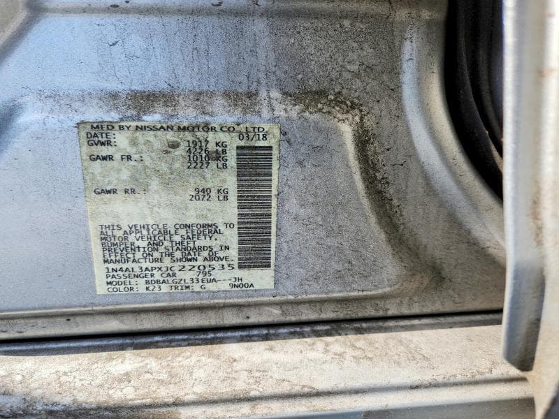 2018 NISSAN ALTIMA 2.5 S 12