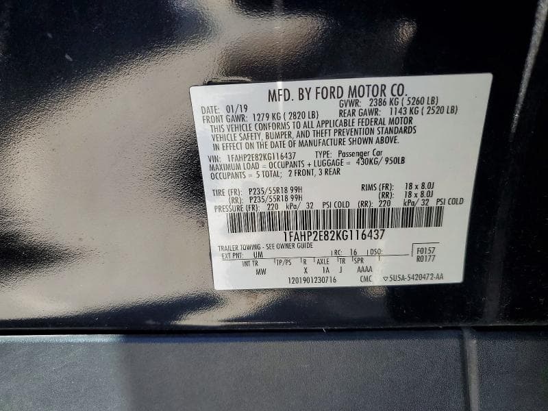 2019 FORD TAURUS SEL 13