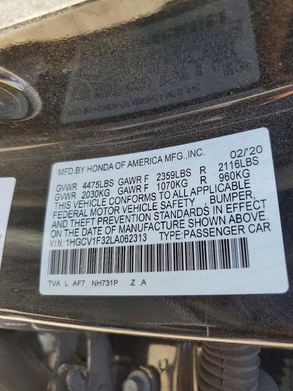 2020 HONDA ACCORD SPORT 12
