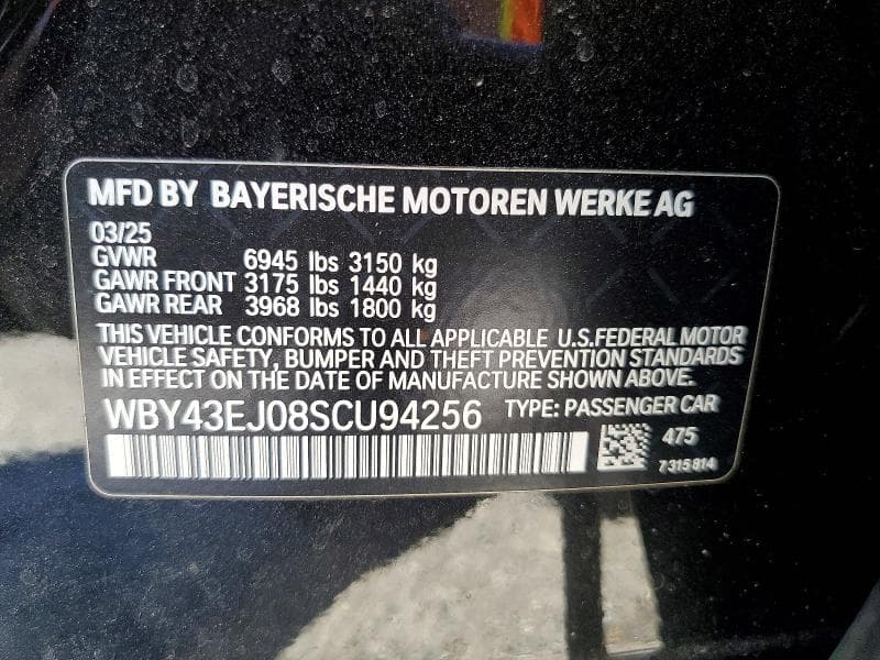 2025 BMW I7 EDRIVE50 EDRIVE50 12