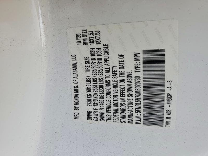 2021 HONDA ODYSSEY EXL 12
