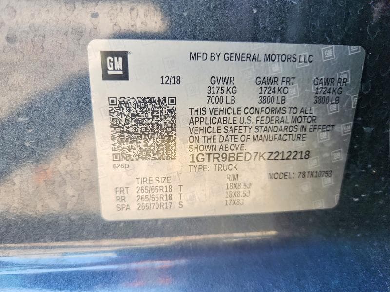 2019 GMC SIERRA K1500 SLE 12