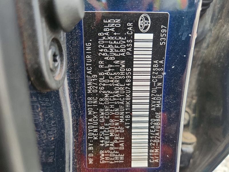 2019 TOYOTA CAMRY SE 13