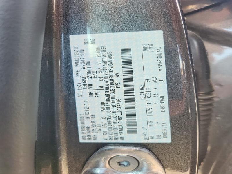 2020 FORD ESCAPE SEL 12