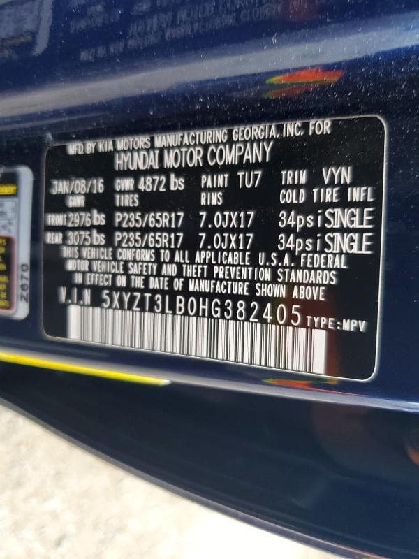 2017 HYUNDAI SANTA FE SPORT 2.4L 12