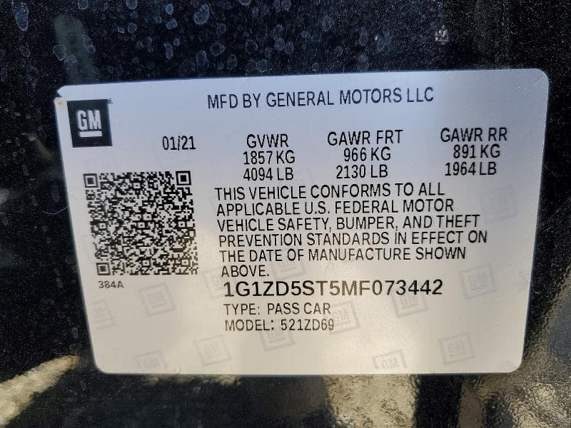 2021 CHEVROLET MALIBU LT 12